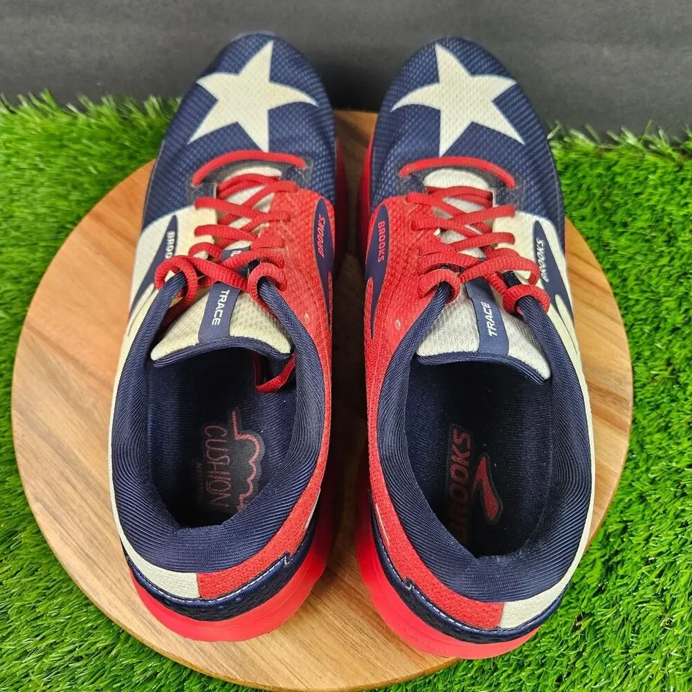 Brooks Trace 2 Texas Star Running Shoes Mens 12.5 USA Red White Blue 1103881D689